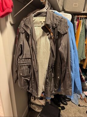 41 Hawthorn Gray Hooded Field Jacket with Polka-Dot Lining